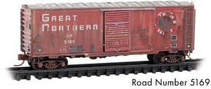 WEATHERED GN 40FT SINGLE DR BOXCAR RD# 5169