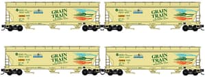 CBRW GRAIN TRAIN W/ELONGATED HATCHES 4 CAR RUNNER PACK