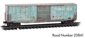 WEATHERED PITTSBURCH & LAKE ERIE 50FT SINGLE DR BOXCAR RD# 23841