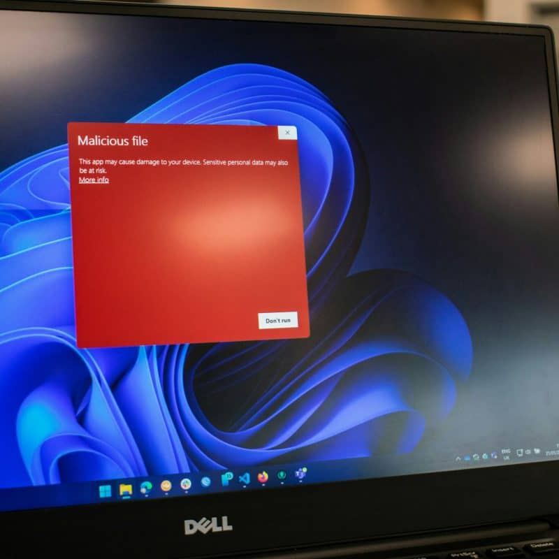 computer showing virus & malware needing removal
