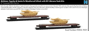 ATSF WEATHERED W PACK WITH M-1 ABRAMS TANK KITS