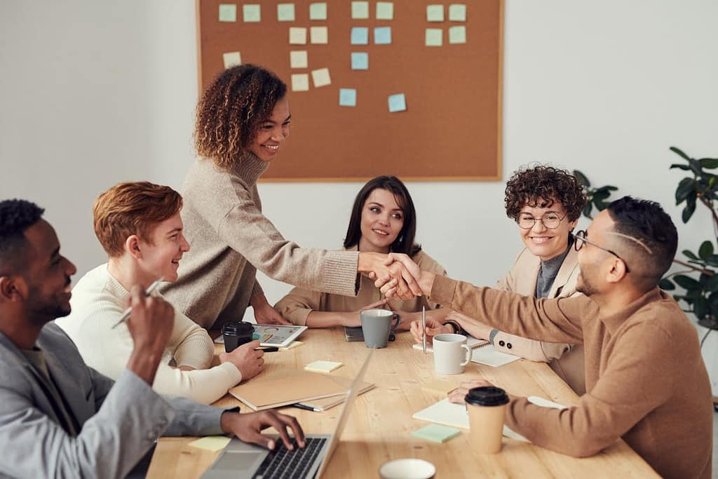 Team working together at desk