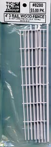 Ho 4' 3-Rail Wood Fence 5pcs