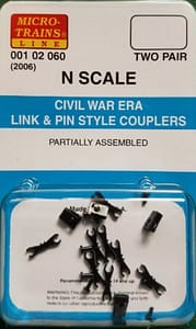 CIVIL WAR ERA LINK & PIN STYLE COUPLERS - TWO PAIR PER PACKAGE - 11 PCS LEFT