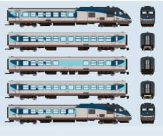 AMTRAK PHASE V TURBOLINER SET DC/SILENT #'S 154, 176, 177, 178, 155