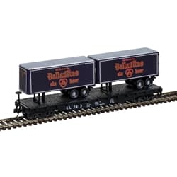 N TRAINMAN 50' FLAT CAR W/2 TRAILERS BALLANTINE / EL #7394 - 2 pcs left