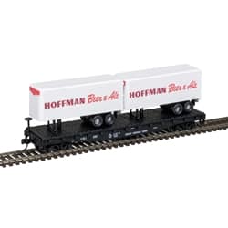 N TRAINMAN 50' FLAT CAR W/2 TRAILERS HOFFMAN / CNJ #301 - 1 pc left