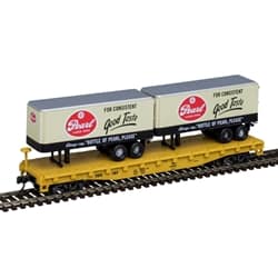 N TRAINMAN 50' FLAT CAR W/2 TRAILERS PEARL / TXTC #103 - 1 pc left