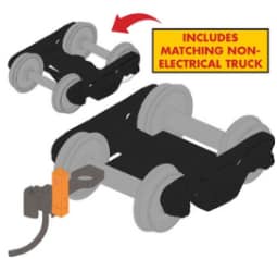 Rapido Bits: HO Track-Powered EOT Flasher + Trucks: Orange + 36 inch wheels