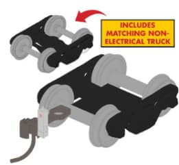 Rapido Bits: HO Track-Powered EOT Flasher + Trucks: Silver + 36 inch wheels
