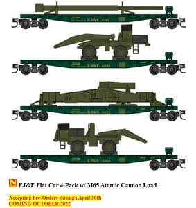 EJ&E FLAT CAR 4 PACK WITH CANNON LOADS