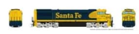 HO GE U30CG w/o SG (DC/Silent): Santa Fe - Yellow Warbonnet w/ Large Logo: #8001