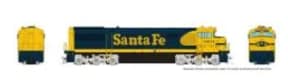 HO GE U30CG w/o SG (DC/Silent): Santa Fe - Yellow Warbonnet w/ Small Logo: #8000