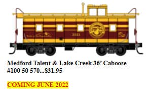 MEDFORD TALENT & LAKE CREEK 36FT CABOOSE
