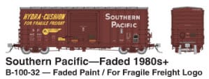 HO PC&F B-100-32 Boxcar: Southern Pacific - 1980s Fade: 3-Pack
