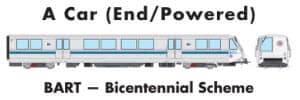 HO Bay Area Rapid Transit (DC/DCC/Sound): A End Car - Bicentennial Test: #169