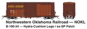 HO PC&F B-100-34 Boxcar: Northwestern Oklahoma Railroad (NOKL): 3-Pack