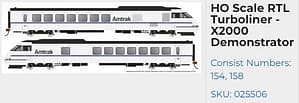 AMTRAK RTL X2000 DEMONSTRATOR TURBOLINER DCC/SOUND