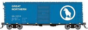 HO GN 40' Boxcar w/ Late IDNE: Great Northern - Big Sky Blue: 6-Pack