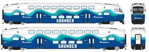 HO CEM BiLevel Commuter Car: Sounder: Set #1 (Cab: 321 Coaches: 422, 425)