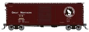 HO GN 40' Boxcar W/ Early IDNE: Great Northern - Mineral Red: 6-Pack