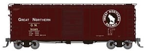 HO GN 40' Boxcar w/ Late IDNE: Great Northern - Mineral Red: 6-Pack