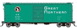 HO GN 40' Boxcar w/ Early IDNE: Great Northern - Glacier Green: 6-Pack