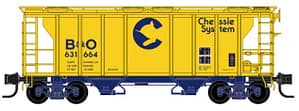 CHESSIE SYSTEM 2 BAY COVERED HOPPER W/METAL WHEELS RD# 631664