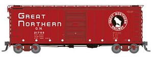 HO GN 40' Boxcar w/ Early IDNE: Great Northern - Vermilion: 6-Pack