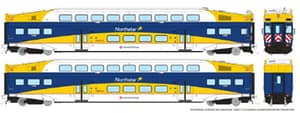 HO BiLevel Commuter Car: Northstar: Set #1 (Cab: 606 Coaches: 702, 707)