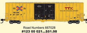 TTX 60FT RIB SIDE DBL PLUG DR HIGH-CUBE BOXCAR # 667038