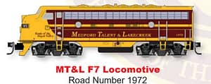 Z SCALE MT&L F7 LOCOMOTIVE RD# 1972 - ARRIVING 03/24