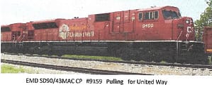 SD90/43MAC CP #9159 Pulling for United Way