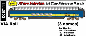 VIA RAIL PASSENGER CAR - 3 NAMES AVAILABLE