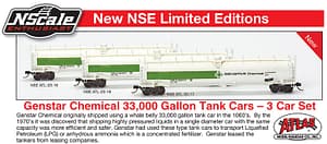 SPECIAL RUN ATLAS GENSTAR 33,000 GAL TANK CAR 3 CAR SET