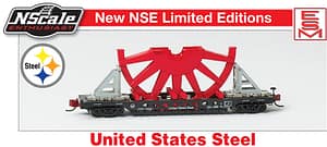 SPECIAL RUN ESM US STEEL 60 TON WELL CAR WITH PULLEY CASTING LOAD (MT COUPLERS) - 1 pc left