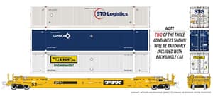 HO 53'Husky Stack Well Car TTX(US)3pk