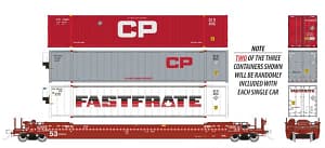 HO 53'Husky Stack Well Car CP 3pk