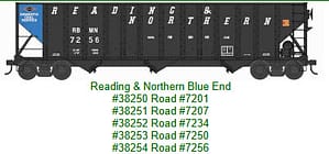 N 100 Ton Hopper Reading & Northern Blue End #7201