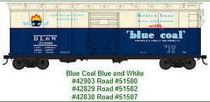 BLUE COAL BLUE AND WHITE 40FT SINGLE DOOR BOXCAR RD# 51500