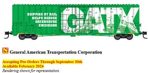 GATX RIB SIDE DBL PLUG DOOR EXCESS HEIGHT BOXCAR W/METAL WHEELS - DO NOT ORDER IF YOU RESERVED UNLESS YOU WANT ANOTHER ONE