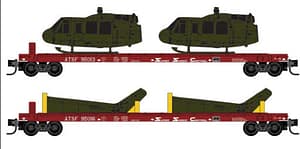 ATSF FLATCARS WITH HELICOPTER LOADS - 2 PK - CANCELED BY MICRO-TRAINS