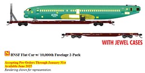 BNSF FLATCAR WITH 10,000TH FUSELAGE - 2 PK