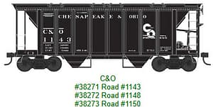 N 70 Ton Two Bay Covered Hopper C&O RD# 1143