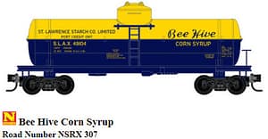 N SCALE SWEET LIQUID SERIES - BEE HIVE CORN SYRUP TANK CAR