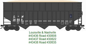 L&N 70 TON RIB SIDE WOOD CHIP HOPPER # 30808