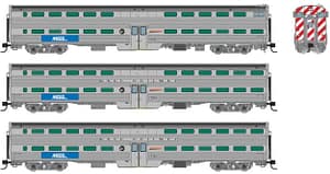 N Gallery Commuter Car: Metra - BNSF Swoosh: Set #1 (Cab: 809 Coaches: 754 779)
