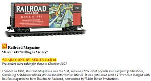 RAILROAD MAGAZINE "YEARS GONE BY" SERIES CAR #1 - N SCALE