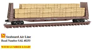 SEABOARD AIR LINE 61FT BULKHEAD FLAT CAR RD# 48253