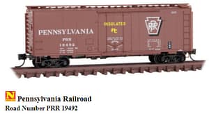 N SCALE PENNSYLVANIA RR 40FT BOXCAR RD# 19492